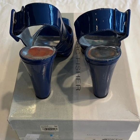 Marc Fisher Navy Peep-Toe Heels - Picture 6 of 8